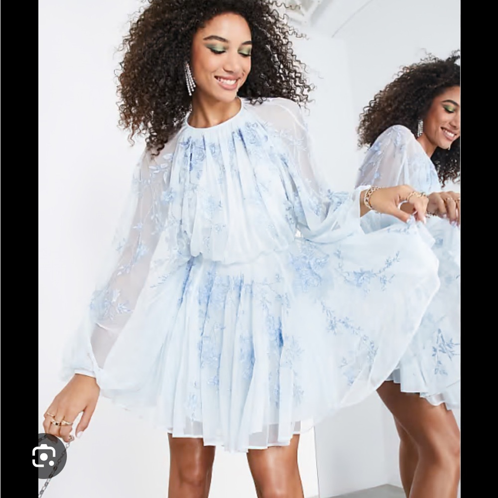 ASOS Sheer Floral Embroidered Dress